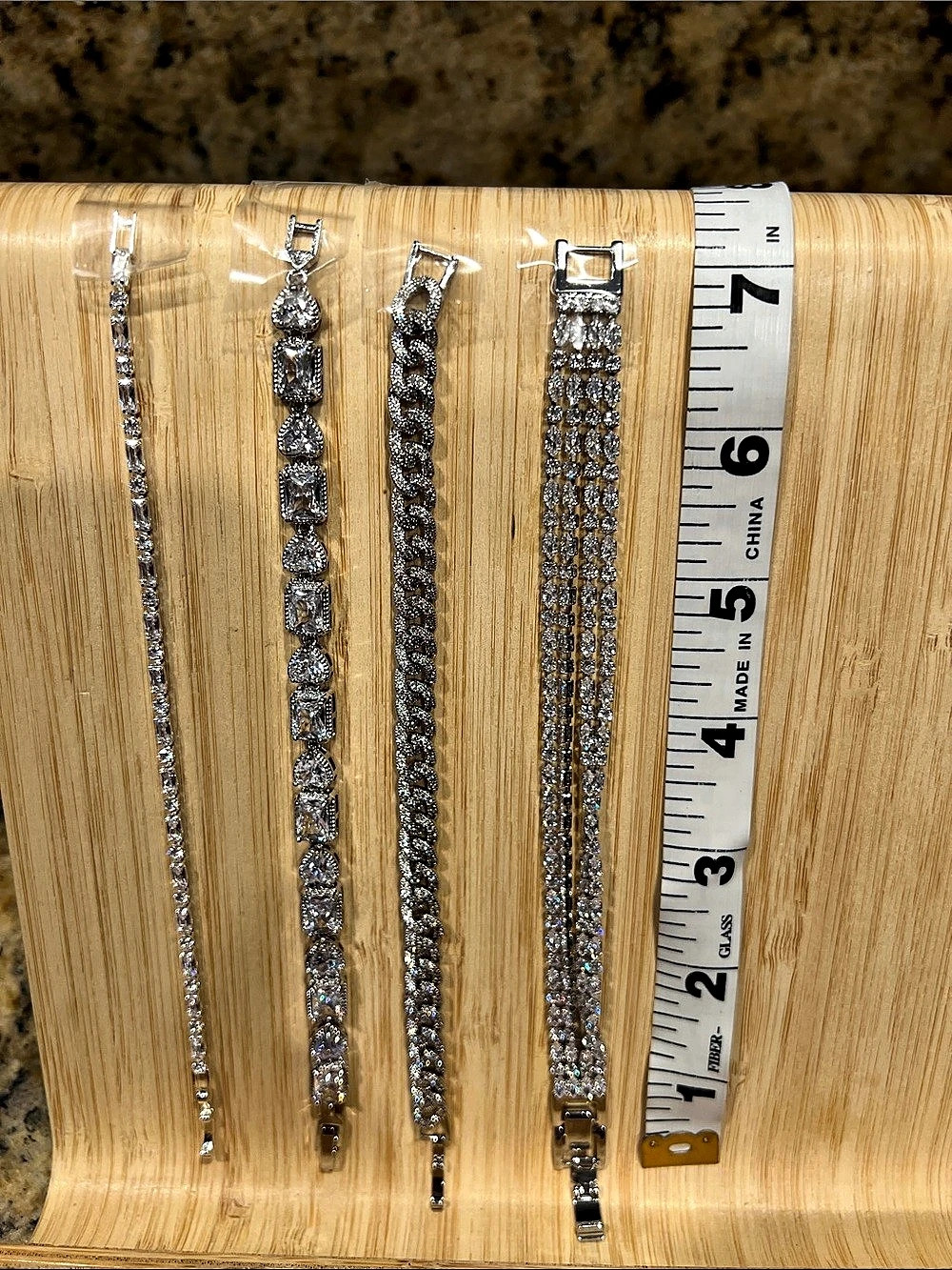 Silver CZ Bracelet Set of 4 New